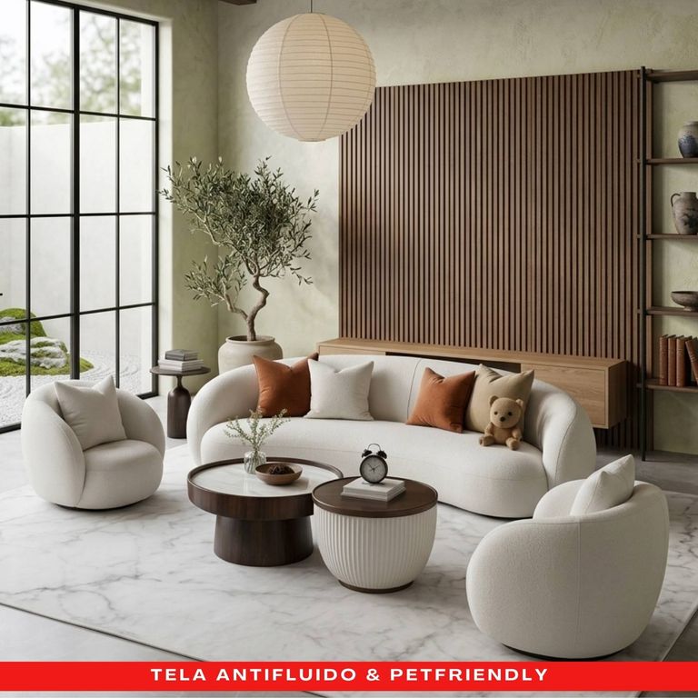 Juego de Sala Curvo Jenny 3-1-1 en Tela Chenille Antifluido - moderno para departamento - Lmueble
