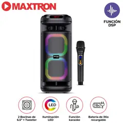 MAXTRON - Torre de Sonido Maxtron Mx 601 Becker 02 Bocinas 6,5 pulgadas 01 Micro Función DSP