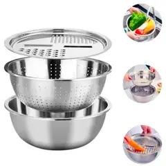 GENERICO - Set de Bowls 3 en 1 Rallador Escurridor y Bowl