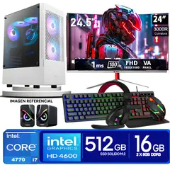INTEL - Computadora Pc Intel Core i7 4770  Monitor 24 fhd' RAM 16 GB SSD 500 GB PARLANTES