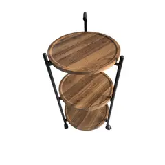 PET MOOD - Organizador Rodante Circular De Madera 3 Niveles