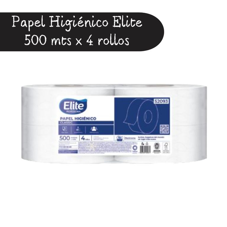 PAPEL HIGIÉNICO ELITE BLANCO 500 METROS X 4 ROLLOS