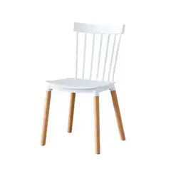 PET MOOD - Silla Windsor Moderna Blanca C Patas De Madera Para Comedor o Cocina