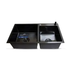 FRATELLI - LAVADERO P MARMOL DOBLE POZA 82X45X23CM NANO BLACK PREMIUM - FRATELLI