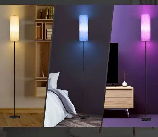 LAMPARA DE PIE LED RGB INTELIGENTE CONTROLADA POR APP CONTROL REMOTO E INTERRUPTOR DE PIE
