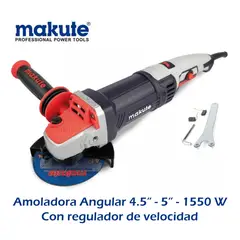 MAKUTE - Amoladora Angular 1550W 45”-5” con Regulador de Velocidad