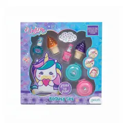 GENERICO - Set de maquillaje y unas para niñas modelo unicornio 8 pzas