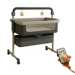 GENERICO - Cuna Mecedora Colecho Eléctrica Smart Anti Reflujo Gris