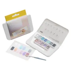 GENERICO - Miya Himi Acuarela Metálica en pastilla: Set 12 colores - SILVER