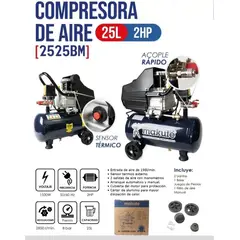 MAKUTE - COMPRESORA DE AIRE DE 25 LITROS –  2HP  -MAKUTE