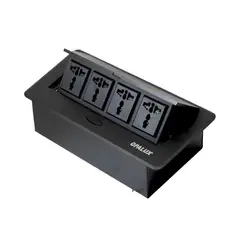 OPALUX - Tomacorriente para Mueble 4 Tomas Negro OP-UTS4BK