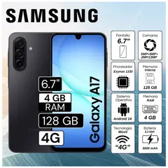 SAMSUNG - Celular Samsung A17 4G 4GB RAM 128GB  6.7"  Pulg. Android 14 - Negro