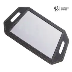 GENERICO - Espejo de 27cm x 20 cm con agarraderas y respaldo en Jean Denim