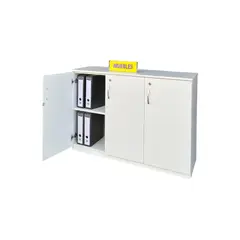 TEMEL - Credenza Mueble de Oficina. 03 Puertas con llave color Blanco -