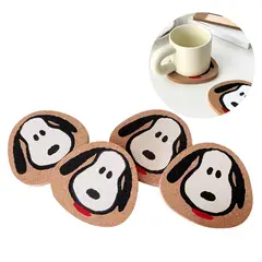 SNOOPY - SET DE 4 POSAVASOS CORCHO MARRÓN