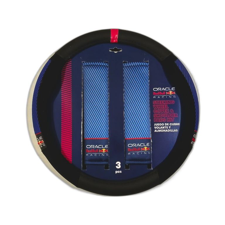 Cubre Volante + Hombreras Red Bull Racing 02 Negro Azul Auto