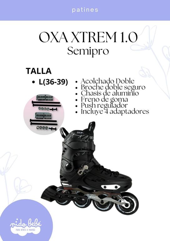 PATIN LINEAL OXA XTREMN 1.0 SEMIPRO NEGRO L (36 a 39)
