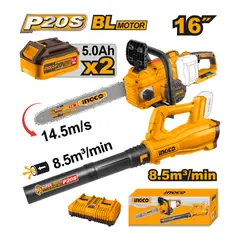INGCO TOOLS - KIT MOTOSIERRA BRUSHLESS INGCO 20V 14.5MS 16 + SOPLADOR 20V 8.5M3MIN COSLI240463