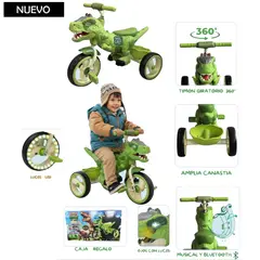 VOYAGE - Triciclo Dino Rex Voyage Musical y Luces Verde