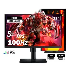 SAMSUNG - Monitor Samsung de 22 pulgadas, panel IPS Full HD 100Hz con HDMI, DisplayPort y USB