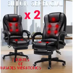 GENERICO - 2 SILLA DE ESCRITORIO 7 MASAJES GIRATORIO SILLÓN OFICINA GERENCIAL ERGONÓMICA RECLINABLE NEGRO