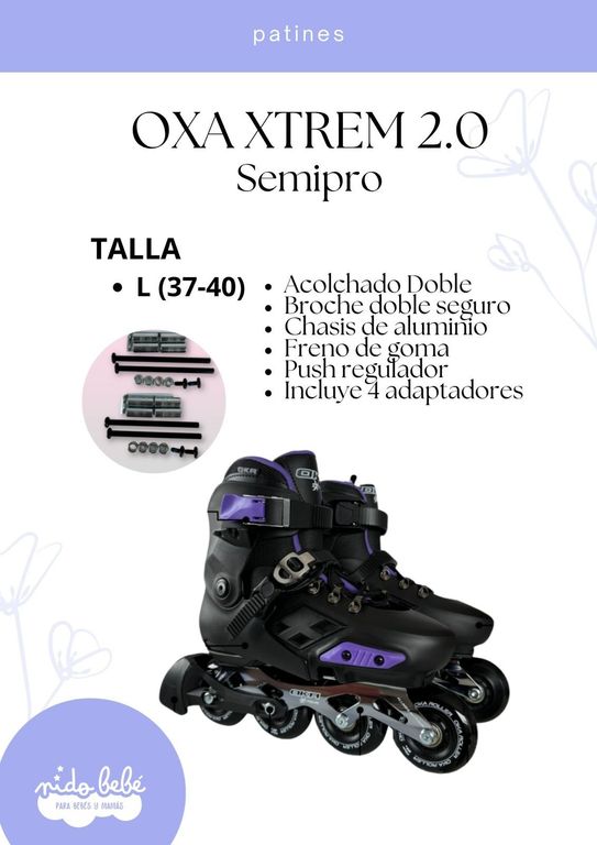 PATIN LINEAL OXA XTREMN 2.0 SEMIPRO LILA Y NEGRO L (37-40)
