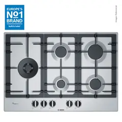 BOSCH - Encimera a Gas 75cm inox Serie 6 PCS7A5B90