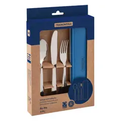 TRAMONTINA - SET DE CUBIERTOS TRAMONTINA 4 PIEZAS  ACERO INOX CON ESTUCHE