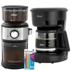 OSTER - Cafetera 4 Tazas Negro BVSTDCDR5B + Molinillo de Cafe BVSTBMH24