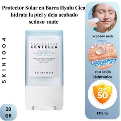SKIN1004 - Protector Solar en Barra ofrece hidratacion con acabado mate Hyalu-Cica Silky Fit Sun Stick 20gr