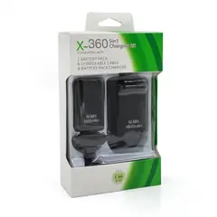 GENERICO - Bateria Mando Xbox 360 + Cable + Cargador Kit Completo