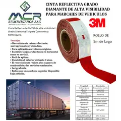3M - CINTA REFLECTIVA CON LOGO 3M DE 2″ o 5CM DE ANCHO X 3M  ROJO y BLANCO 3M