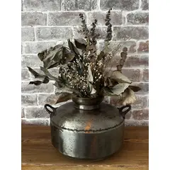 ANTIQUE DECCO - Jarrón - Florero Redondo Decorativo de Hierro  – Vintage & Rústica -  22 cm x 34 cm
