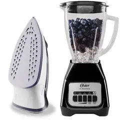 OSTER - Licuadora BLSTKAGBPB Vaso de Vidrio mas Plancha a Vapor