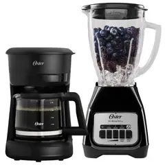OSTER - Licuadora BLSTKAGBPB Vaso de Vidrio mas Cafetera 5 Tazas Negro