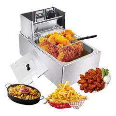 EVERSO - Freidora Electrica Capacidad 6 Litro Industrial Acero Inox Plateado