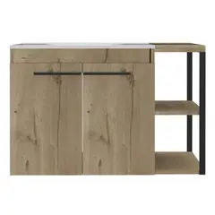 FMFURNITURE - Mueble De Baño Mural Con Lavamanos 2 Puertas Café Claro