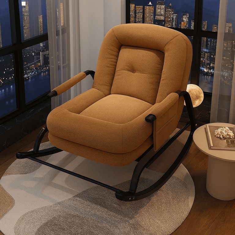 SILLA SILLÓN MECEDORA SOFÁ RECLINABLE PLEGABLE SALA TERRAZA JARDÍN CAMEL