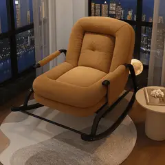 GENERICO - SILLA SILLÓN MECEDORA SOFÁ RECLINABLE PLEGABLE SALA TERRAZA JARDÍN CAMEL