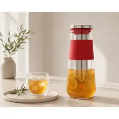 GENERICO - JARRA VIDRIO BOROSOSILICATO CON FILTRO 2 TAPAS HERMETICAS 1400ML