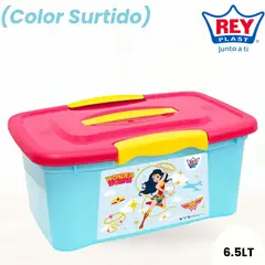 REY PLAST - Caja Ultraforte 6.5 L Wb Mujer Maravilla (Color Surtido).