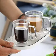 GENERICO - Taza de café de vidrio doble 400 ml SET dos tazas
