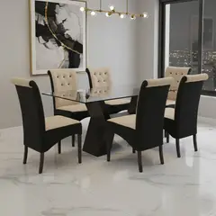 AMBIHOME - Juego de comedor Alí 6 sillas color beige chocolate de Ambienta Home