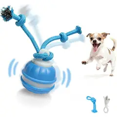 IMPORTADO MC - Juguete Interactivo para Perros con Soga Pelota Giratoria Azul