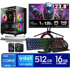 INTEL - Computadora Pc Intel Core i7 4770  Monitor 24 fhd' RAM 16 GB SSD 500 GB PARLANTES