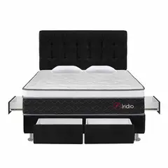 FORLI - Dormitorio Iridio 4 Cajones Gris 2 Plz + 02 Almohadas Visco + Protector