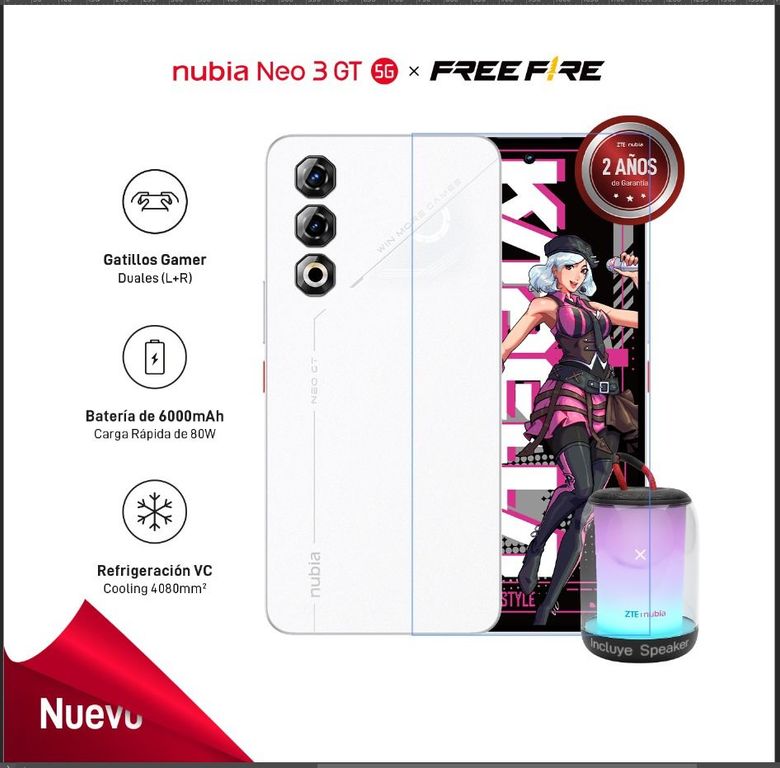 ZTE NUBIA NEO 3 GT 5G (12+12GB)+512GB (versión FreeFire) - BLANCO + Gift Speaker