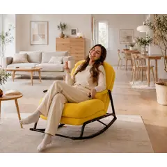 GENERICO - SILLA MECEDORA SOFÁ RECLINABLE SILLÓN PLEGABLE TERRAZA JARDÍN SALA PREMIUM CAMELL