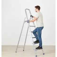 GENERICO - Escalera Aluminio Plegable 6 Peldaños Multifuncional Antideslizante