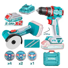 Total Tools - Combo Taladro atornillador 66nm + Amoladora + 2 bateria y cargador Total